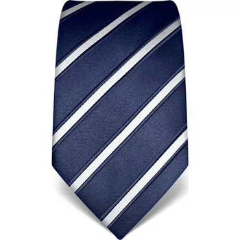 Kravata Tmavě modrá kravata Vincenzo Boretti 22005 - bílý proužek