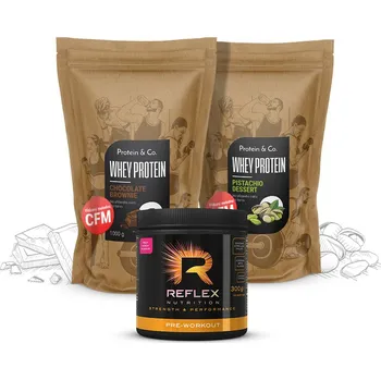 Protein Protein a Co Protein&Co. CFM WHEY PROTEIN 80 2000 g + Reflex Pre-workout 300g Příchuť: Banana