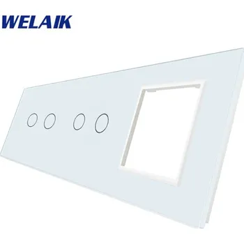 vypínač WELAIK trojnásobný skleněný panel 2+2+zás - bílý