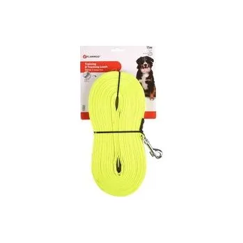 Vodítko pro psa Flamingo stopovací vodítko 2 cm/15 m nylon ploché zářivě žlutá