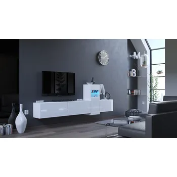 Obývací stěna Ral Obývací stěna MONTGOMERY 3, 263 cm - Bílý lesk