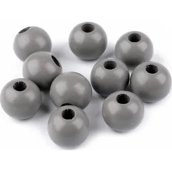 Dětské navlékací korálky Dřevěný korálek lakovaný Ø25 mm - šedý