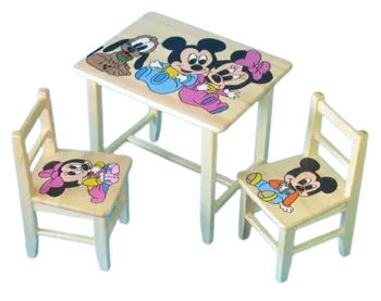 Dětský pokoj Dřevěný stoleček a židličky z borovice Mickey Mouse