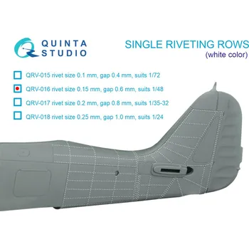 Plastikový model 1/48 Single rivet.rows (0.15 mm, gap 0.6 mm) WHITE