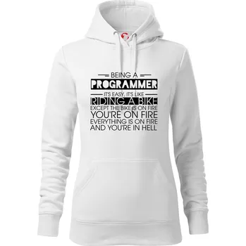 Dámská mikina Being a programmer - bike - Mikina dámská Cape s kapucí - M ( Bílá )