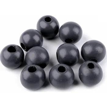 Dětské navlékací korálky Dřevěný korálek lakovaný Ø25 mm - tmavě šedý