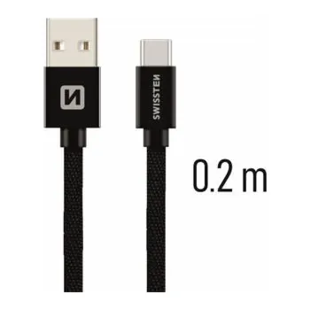 Datový kabel Swissten Datový Kabel Textile Usb / Usb-C 0,2 M Černý