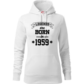 Dámská mikina Legends are born in 1959 - Mikina dámská Cape s kapucí - XS ( Bílá )