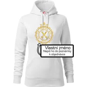 Dámská mikina Kadeřnice jméno - Mikina dámská Cape s kapucí - M ( Bílá )