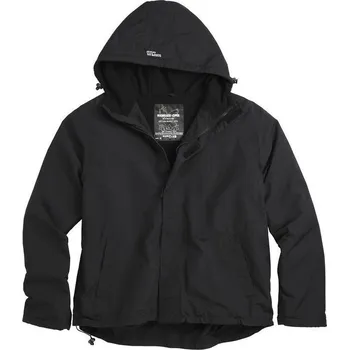 Pánská větrovka Bunda windbreaker zipper černá (Praktická zateplená bunda do nepříznivého počasí zhotovená z prodyšného avšak zároveň vodoodpudivého a větruodolného materiálu, s oblékáním přes hlavu a zapínáním na zip krytý légou zajištěnou suchým zipem. )