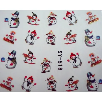 Vodolepky na zdobení nehtů - Sněhuláci SY-518 20 ks