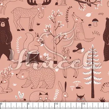 Fleece antipiling, Zvířátka v lese na růžové