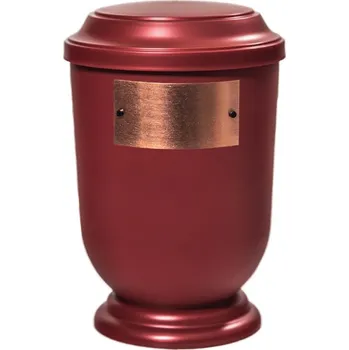 Smuteční dekorace Pohřební Plastová urna na popel, oválné prohlé víčko, červená, štítek č. 53, 100 x 50, bez výzdoby