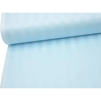 Mirtex Látka SATEEN 150/610 Modrá 20mm hotelový pruh šíře 145cm Zbytková metráž