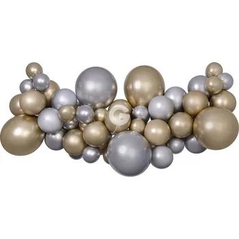 Party dekorace DIY balónková girlanda Stříbrný a zlatý SHINE, 65 balónků + páska