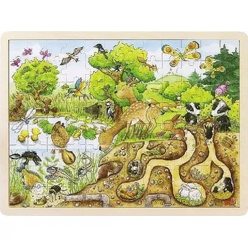 Puzzle GOKI Dřevěné puzzle PŘÍRODA, 96 dílků 40 cm