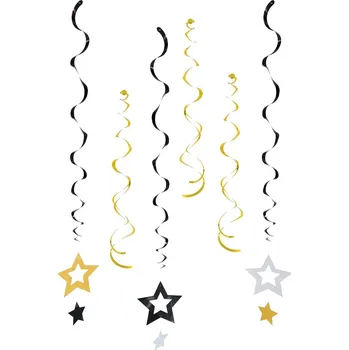 Party dekorace Závěsná dekorace B&C Stars, třpytky, 6 ks.