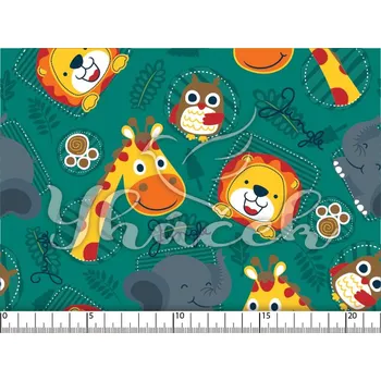 Zakázkový tisk, softshell, kočárkovina... Baby jungle na petrolejové Látky k tisku: Softshell letní