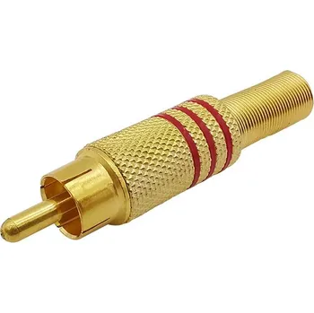 Elektrický konektor Konektor RCA CINCH červený vidlice samec pozlacený