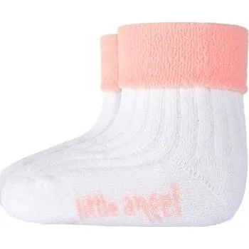 LITTLE ANGEL Ponožky froté Outlast® - bílá/sv.růžová vel. 15-19 | 10-13 cm
