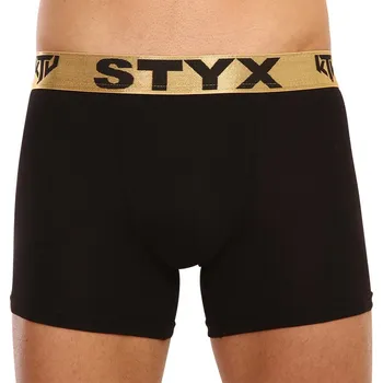 Pánské spodní prádlo Pánské boxerky Styx / KTV long sportovní guma černé - zlatá guma (UTZ960) XXL Možnost vrácení zboží ZDARMA do 120 dnů!