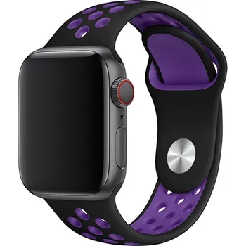 Řemínek na hodinky AW Sportovní řemínek na Apple Watch - Černo-fialový Šířka uchycení řemínku: 38/40/41/42mm, Délka řemínku: Dámský - S/M (12 - 18cm), Barva: Černo-fialový IR-AWSPRT35