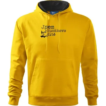 Pánská mikina Jsem husákovo dítě - Mikina pánská Cape s kapucí - 4XL ( Žlutá )