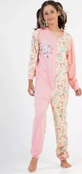 Dívčí pyžamo Vienetta Kids Sovičky světlý lososový 9-10 let