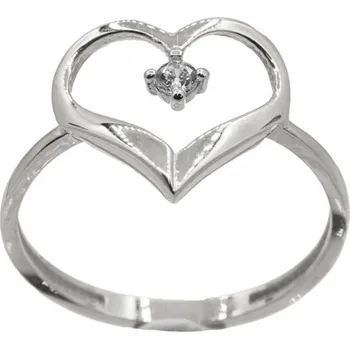 Prsten Zlatý prsten srdce z bílého zlata se zirkonem