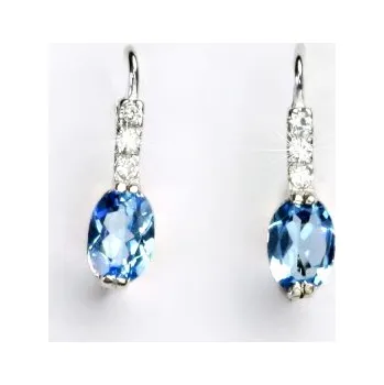 Náušnice Stříbrné náušnice s čirými zirkony, přírodní topaz swiss, VE 9
