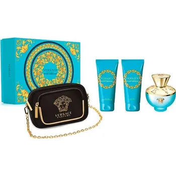 Dámský parfém Versace Versace Dylan Turquoise Pour Femme SET: Toaletní voda 100ml + Sprchový gél 100ml + Telový gél 100ml + Kozmetická taška Pre ženy Toaletní voda