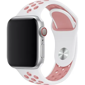 Řemínek na hodinky AW Sportovní řemínek na Apple Watch - Bílo-růžový Šířka uchycení řemínku: 44/45/46/49mm, Délka řemínku: Pánský - M/L (16 - 21cm), Barva: Bílo-růžový IR-AWSPRT57