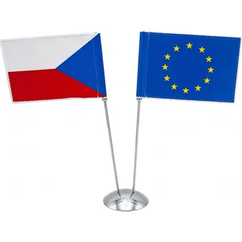 Vlajka Stojánek kovový chromovaný luxusní - Dvouramenný - nasunutí