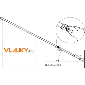 Vlajka Komplet fasádní držák a žerď 2,5 m - Bílá RAL 9010