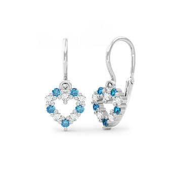 Náušnice SOLUNA Zlaté dětské náušnice se středně modrými a čirými zirkony JANET bílé zlato