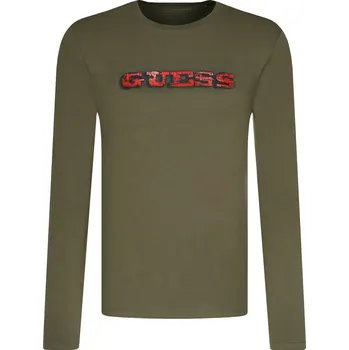 Pánské tričko GUESS JEANS Tričko s dlouhým rukávem PROMO | Barva:khaki | Velikost:S