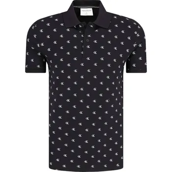 Pánské tričko CALVIN KLEIN JEANS Polokošile CK AOP | Barva:černý | Velikost:L
