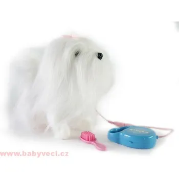 plyšák Pejsek na vodítku bílý maltézský > varianta bílá