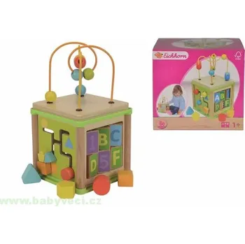 Dřevěná hračka Multifunkční dřevěná kostka s kuličkovým bludištěm