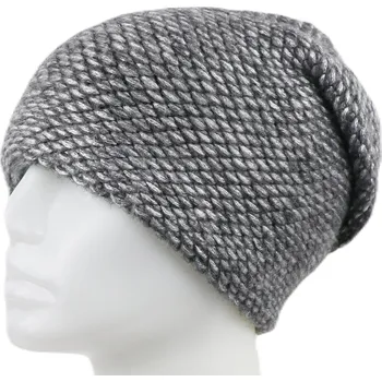 Čepice Dámská pletená zimní čepice, WROBI s lesklou nití - tmavě šedá 7100390-3