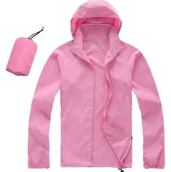 Pánská softshellová bunda Letní voděodolná bunda do tašky s kapucí Barva: Růžová, Velikost: L