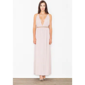 Dámské šaty Letní šaty na ramínka s odhalenými zády M483 FIGL Barva: Světle Růžová, Velikost: L