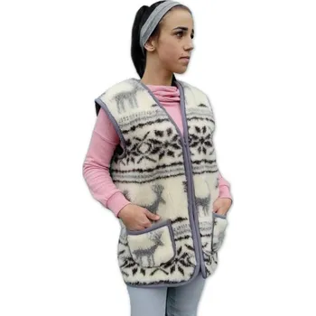 Pánská vesta Vesta z ovčí vlny, vzor Alpen, UNISEX, zapínání na zip