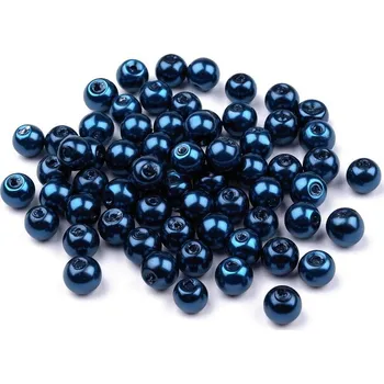 Korálek Skleněné voskované korálky Ø6 mm 50g Barva: modrá tm.