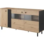 Komoda s prosklenými dvířky Madis - dub artisan/antracit