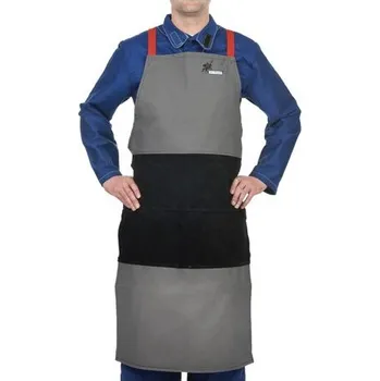 Pracovní zástěra WELDAS Svářecí zástěra s laclem Arc Knight® , plameni odolná bavlna 520 gr./m2 s černým zesílením hovězí štípenky - 107x60cm