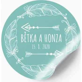 Svatební dekorace Svatební nálepka pírka