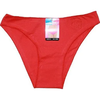 Dámské kalhoty Dámské bokové kalhotky s výšivkou nožiček 3308 červené