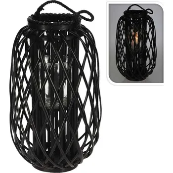 Svícen PROGARDEN Lucerna na svíčku pletená vrba 50 cm černá KO-438002030