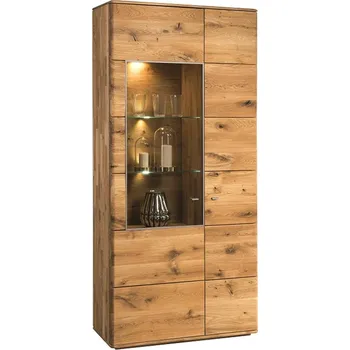 Komoda Luxusní dubová vitrína DENVER - DALLAS 12 z masivního dřeva Barevné provedení: Dub pálený